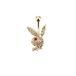 NEW Playboy Pave Crystal CZ Belly Ring